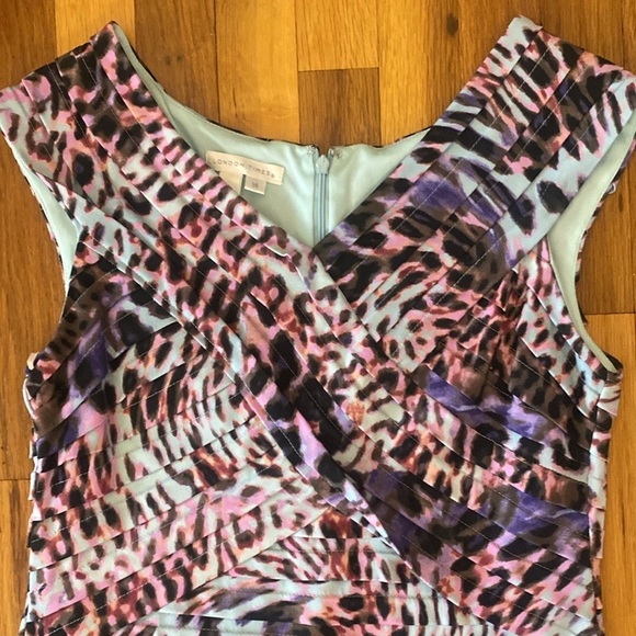 London Times Women’s Pink and Purple Cheetah Print Dress Size 14 - Picture 2 of 7